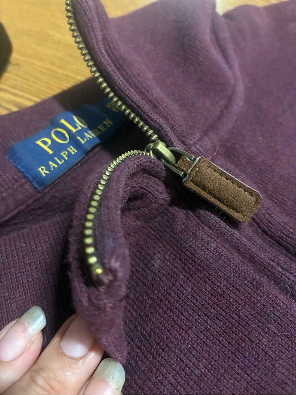 Polo by Ralph Lauren Plum Half-Zip Pullover with Brass Zipper